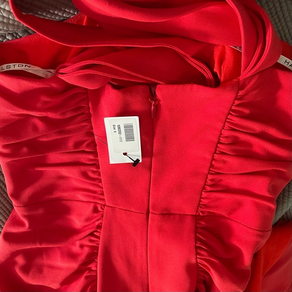 New Halston Heritage Evening Collection stretch crepe rouched gown size 6 red - Picture 11 of 14